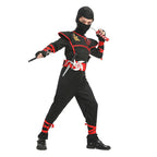 Boys Ninja Deluxe Costume for Kids with Weapon Accessories Kids Kung Fu Outfit Halloween Ideas Gifts with Bayonet Toys