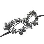 Black Lace Masquerade Eye Mask Hollow Out Venetian Mask Adjustable Ribbon Tie Halloween Carnival Party Cosplay Costume Accessory