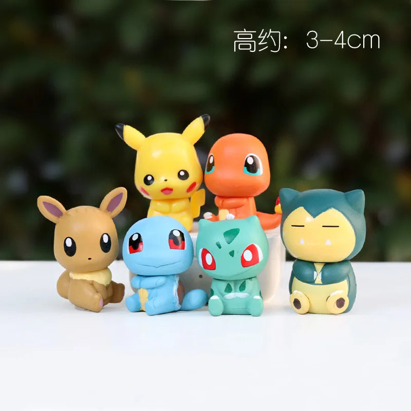6Pcs Pokemon Figure Pikachu Charmander Squirtle Anime Cartoon Doll Toys for Adults Action Figure Toy