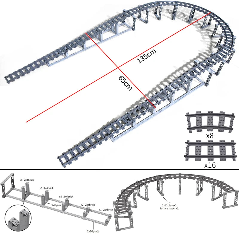 Flexible Train Track Building Blocks – Curved & Straight Rail Set