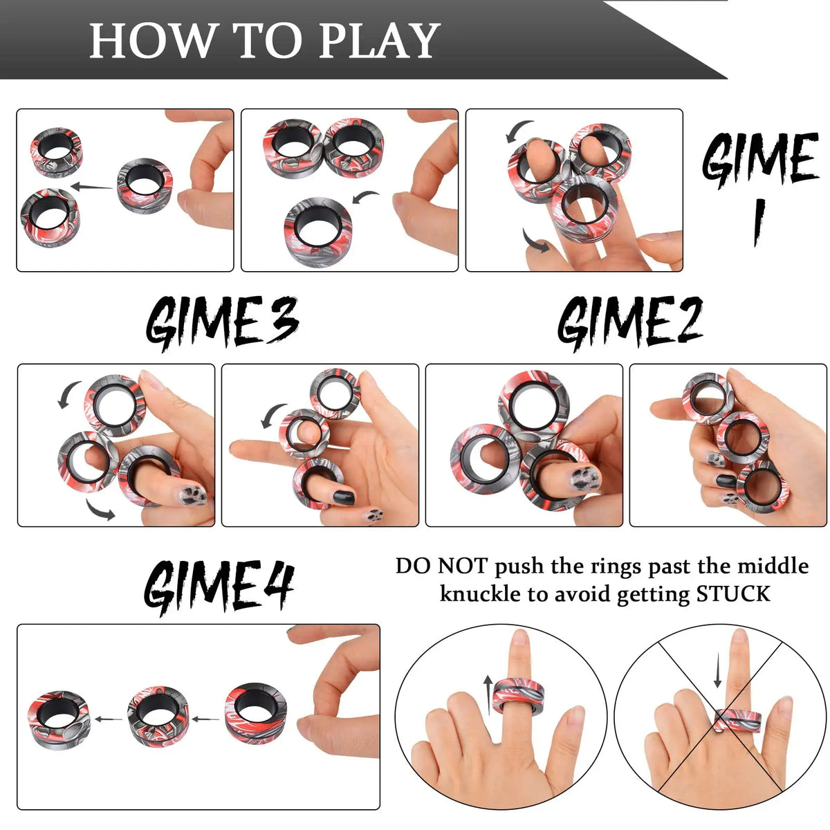 Magnetic Fidget Rings – 3-Piece Stress Relief Spinner Toy