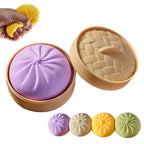 Dumpling Squishy Toy – Bao Bun Squeeze Fidget with Steamer