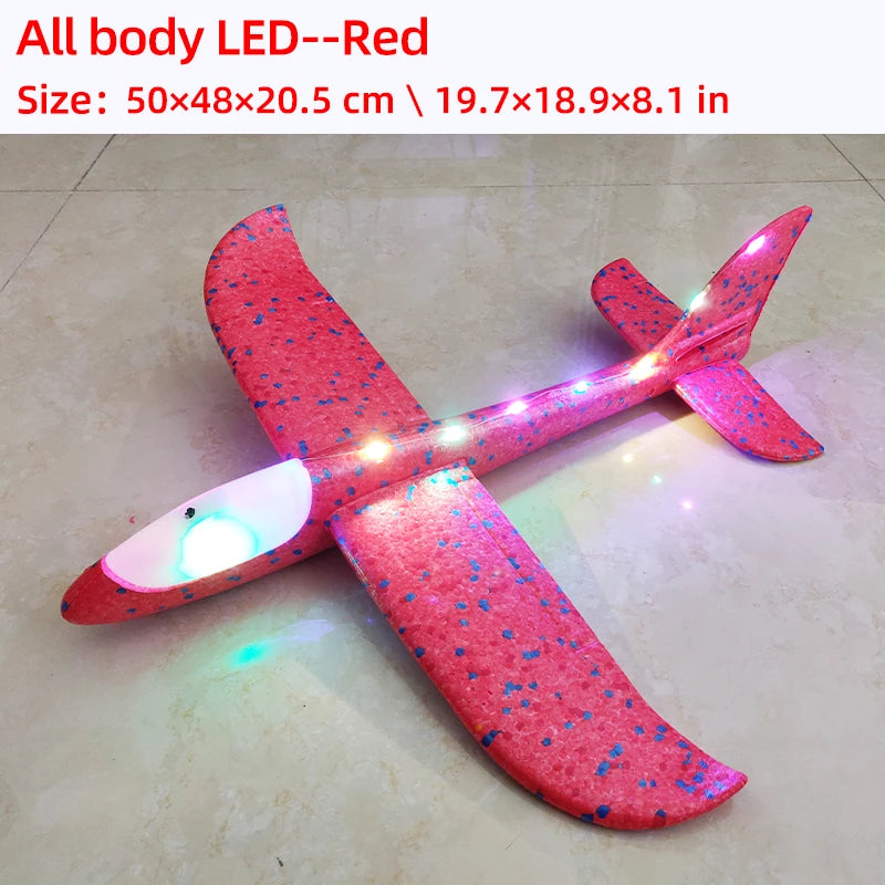 50/33CM Big Foam Plane Glider Hand Throw Airplane LED Inertial EPP Bubble Planes Outdoor Launch Kids Toys for Children Boys Gift