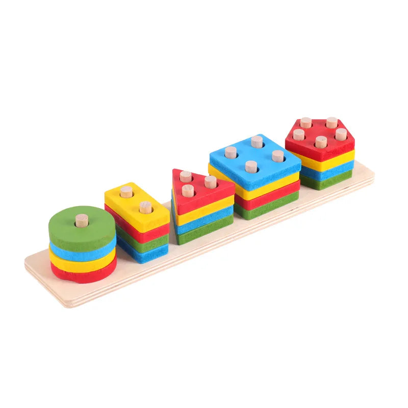Wooden Shape Sorting Toy – Montessori Color Matching Puzzle