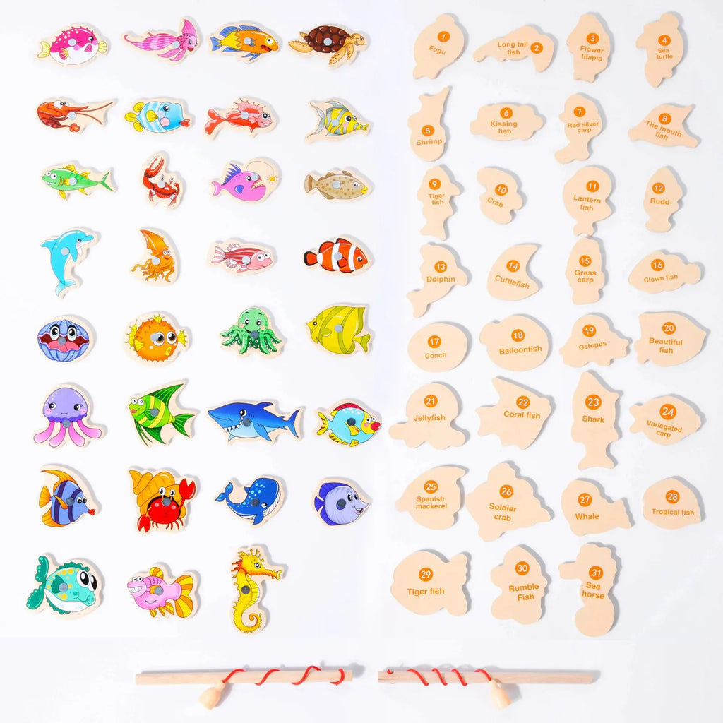 Wooden Magnetic Fishing Toy – Montessori Marine Learning Game