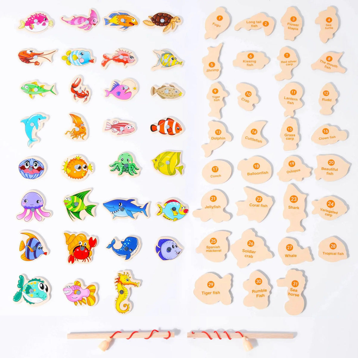 Wooden Magnetic Fishing Toy – Montessori Marine Learning Game