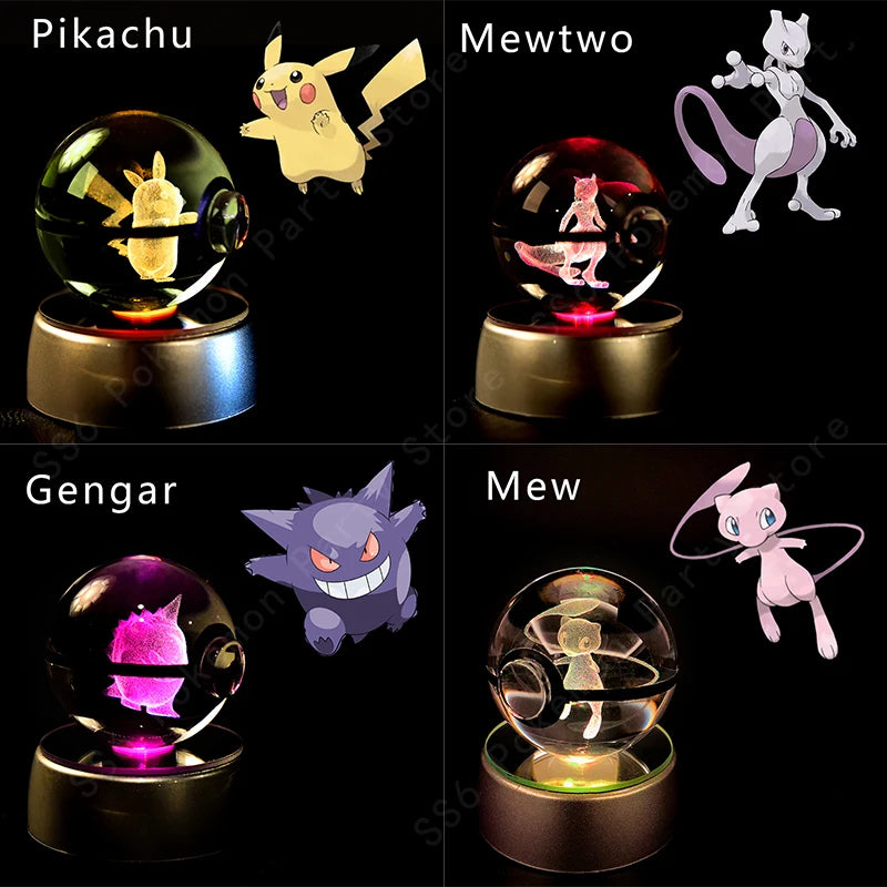 3D Crystal Ball Night Light – LED Glass Decorative Lamp