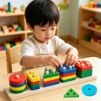 Wooden Shape Sorting Toy – Montessori Color Matching Puzzle