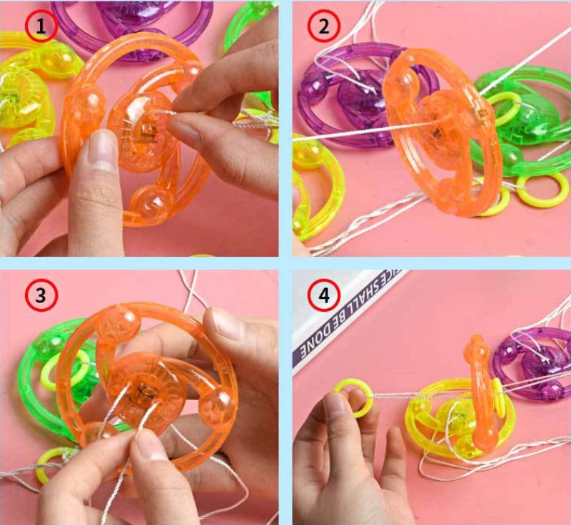 3/6/9pcs New Luminous Hand Pull Luminous Flashing Rope Flywheel Toy Led Light Toy Novelty Children Flywheel Flash Gyro Gift Toys