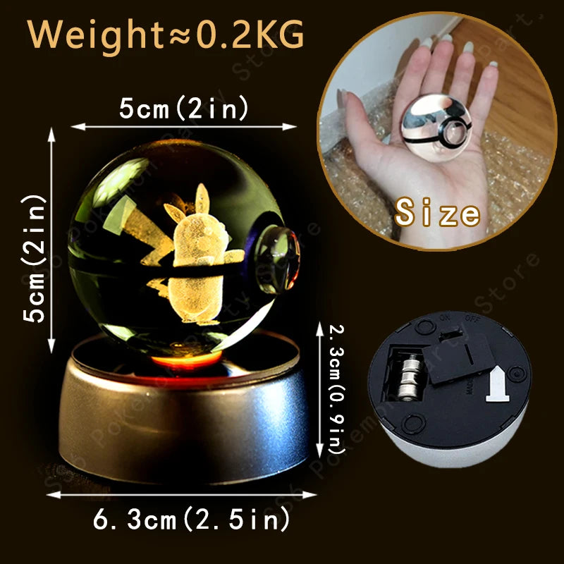 3D Crystal Ball Night Light – LED Glass Decorative Lamp