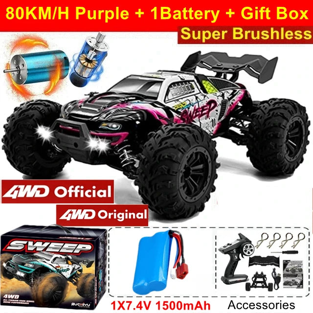 High Speed RC Car 1:16 4WD Brushless Off Road Drift Racing Buggy