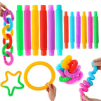 Pop Tubes Fidget Toy – Colorful Stretchy Sensory Tubes Set