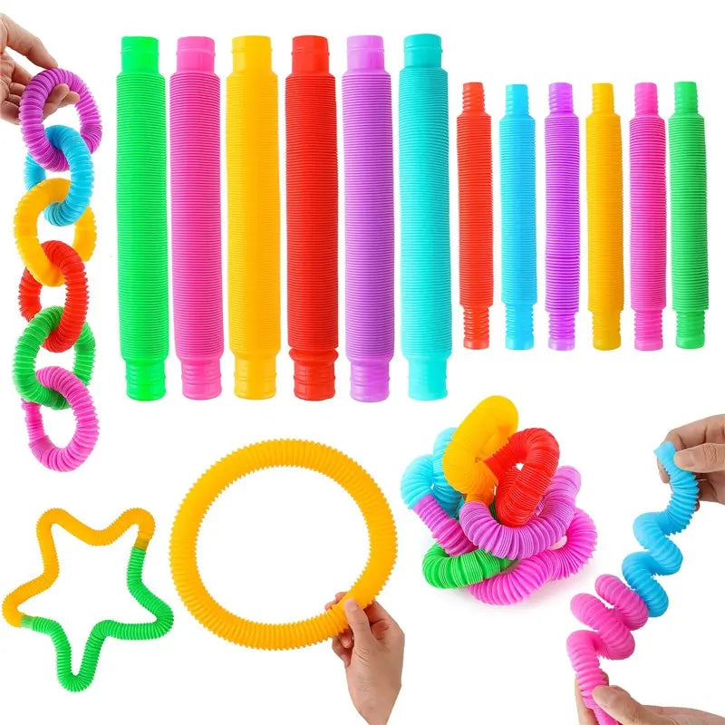 Pop Tubes Fidget Toy – Colorful Stretchy Sensory Tubes Set