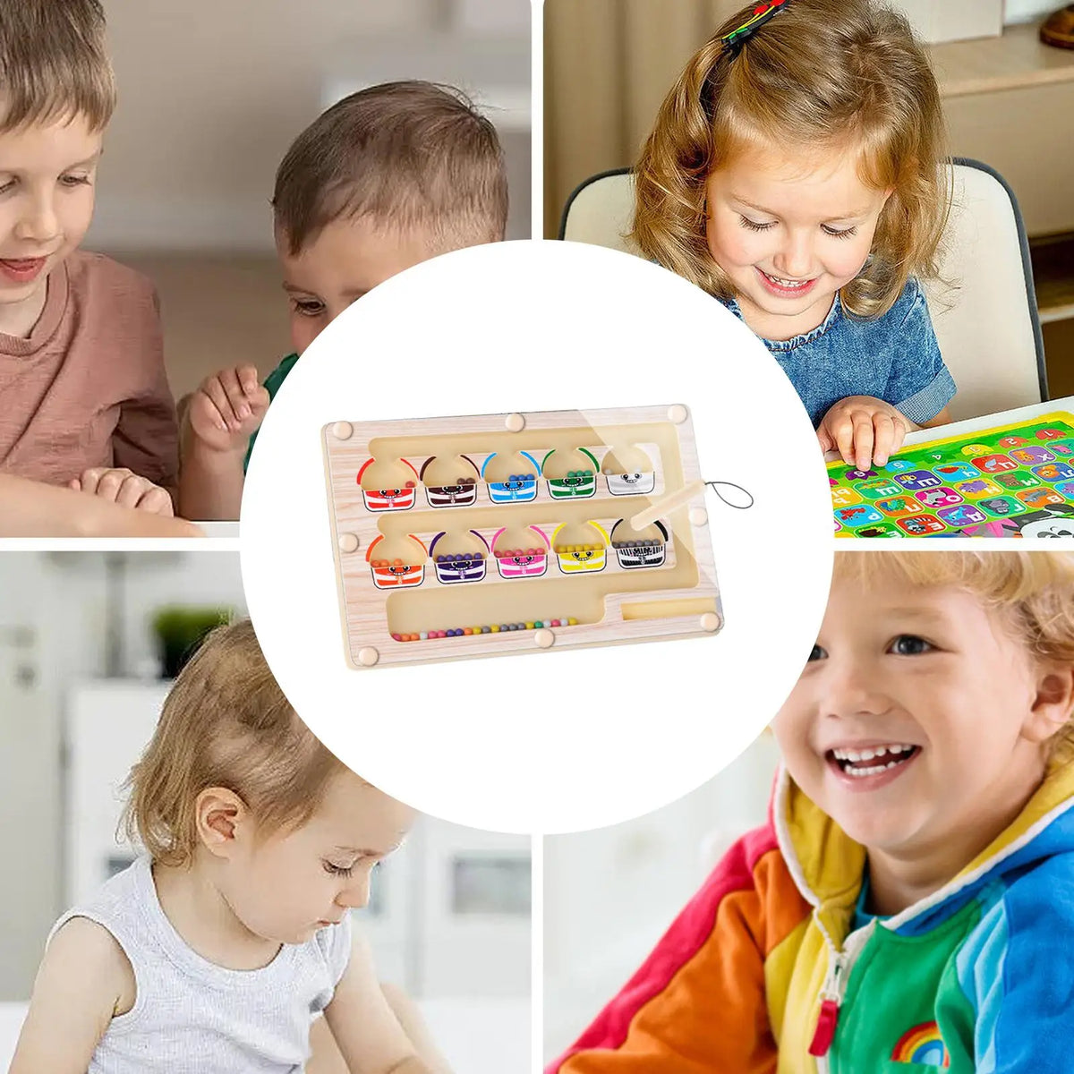 Magnetic Color and Number Maze – Wooden Sorting Puzzle Toy