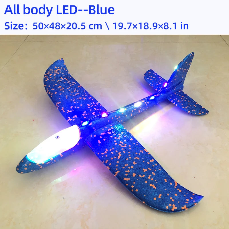 50/33CM Big Foam Plane Glider Hand Throw Airplane LED Inertial EPP Bubble Planes Outdoor Launch Kids Toys for Children Boys Gift