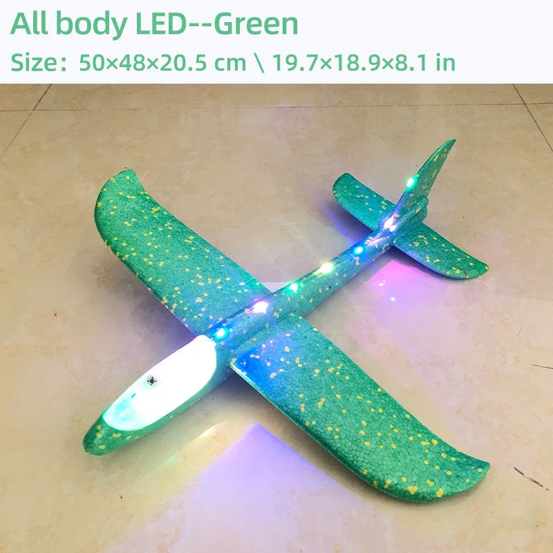 50/33CM Big Foam Plane Glider Hand Throw Airplane LED Inertial EPP Bubble Planes Outdoor Launch Kids Toys for Children Boys Gift