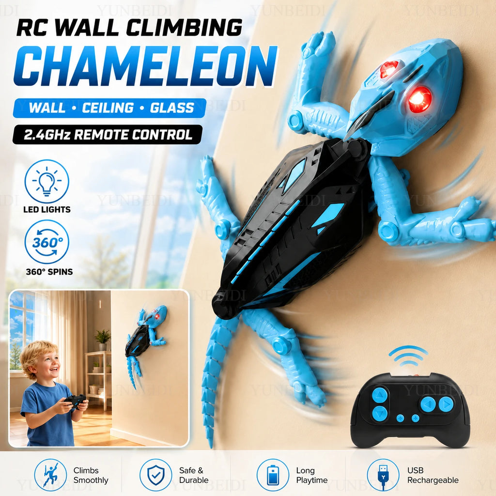 RC Wall-climbing Gecko Lizard Cockroach Red-eye Lights Electric Remote Control 2.4GHz Animal Car Children's Halloween Toy Gifts