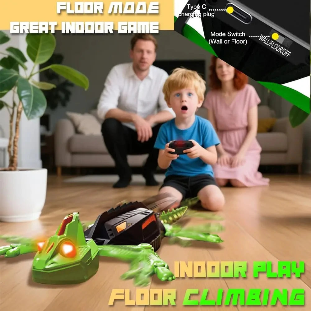 Wall Climbing RC Gecko Toy Rechargeable Remote Control Lizard with LED Eyes Dual Mode for Floor  Wall Gift for Kids Boys 3+