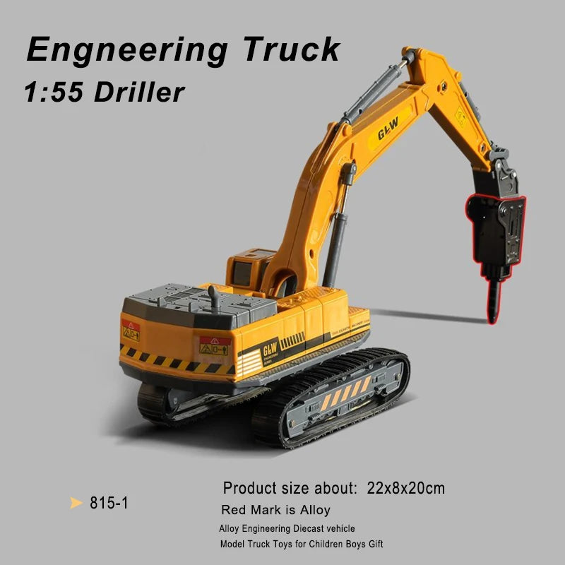 Diecast Construction Vehicle – Crane, Excavator & Bulldozer