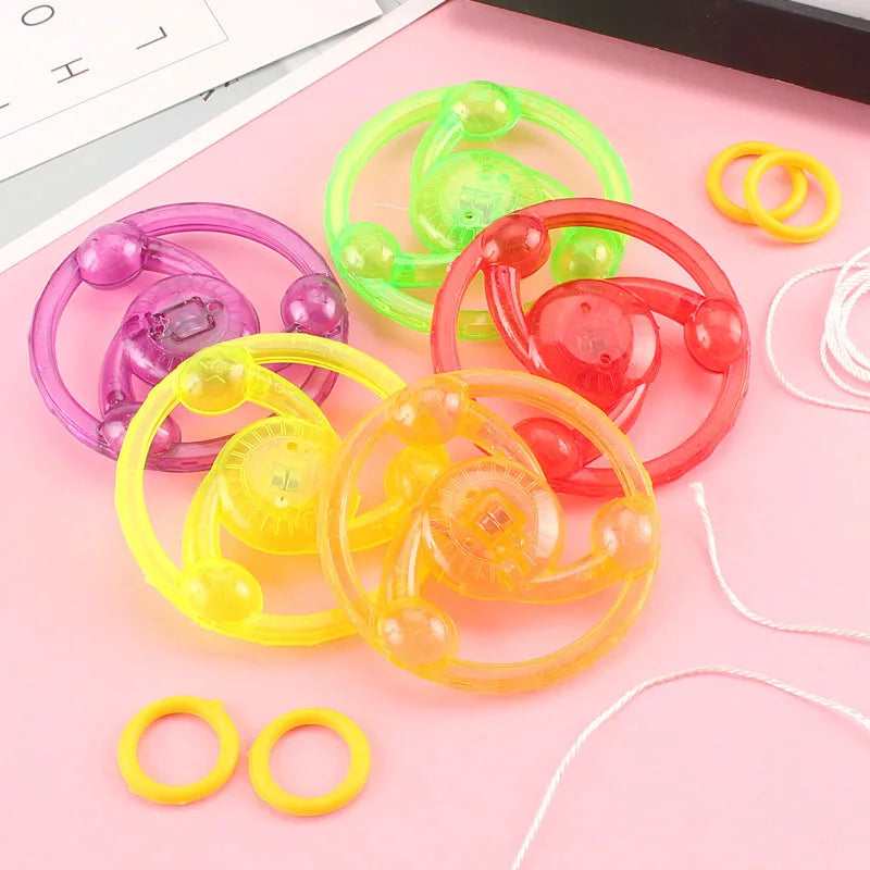 3/6/9pcs New Luminous Hand Pull Luminous Flashing Rope Flywheel Toy Led Light Toy Novelty Children Flywheel Flash Gyro Gift Toys