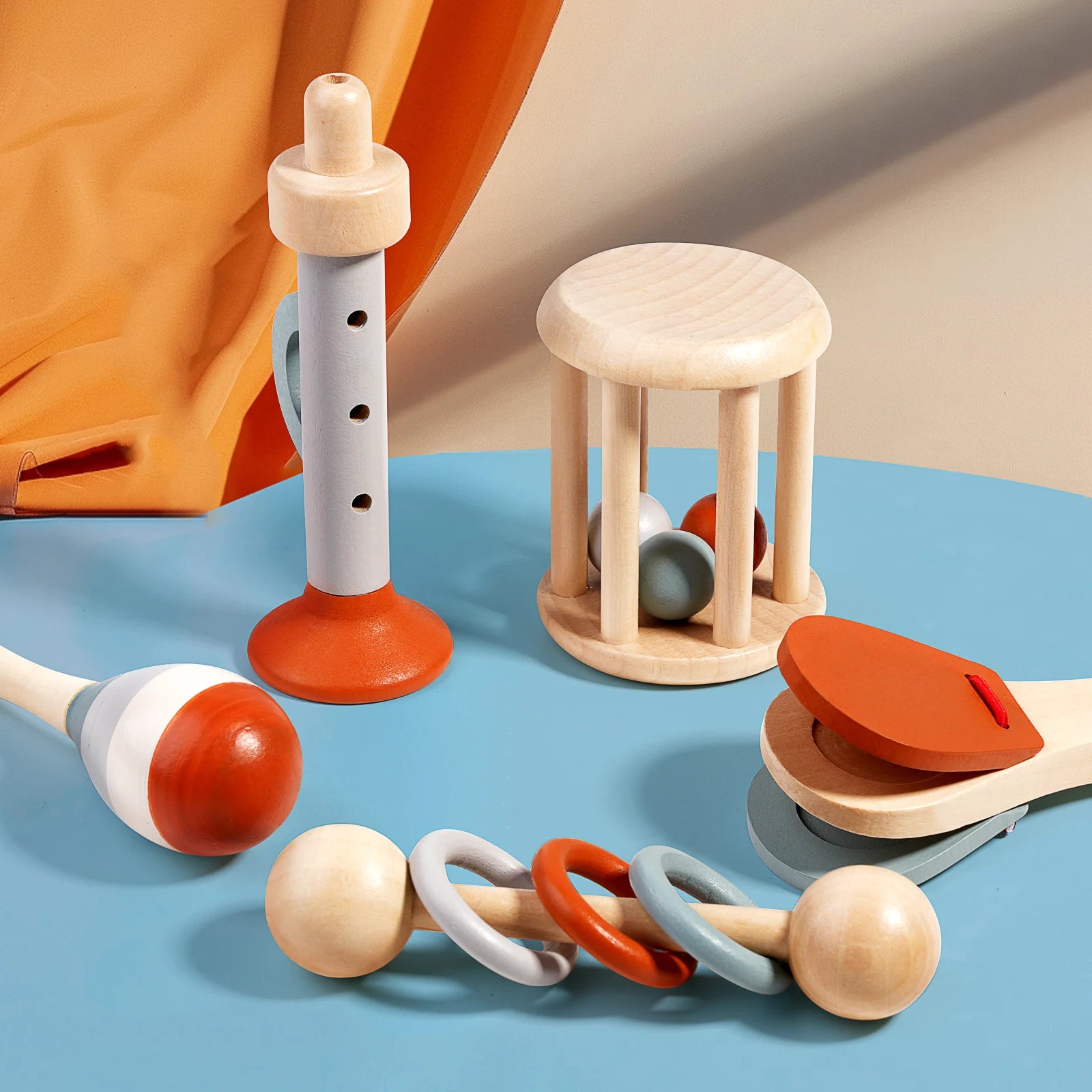 Baby Handheld Bell, Ringing Instrument, Early Childhood Education, Soothing Bed Bell, Wooden Gripping, Chewing Toy