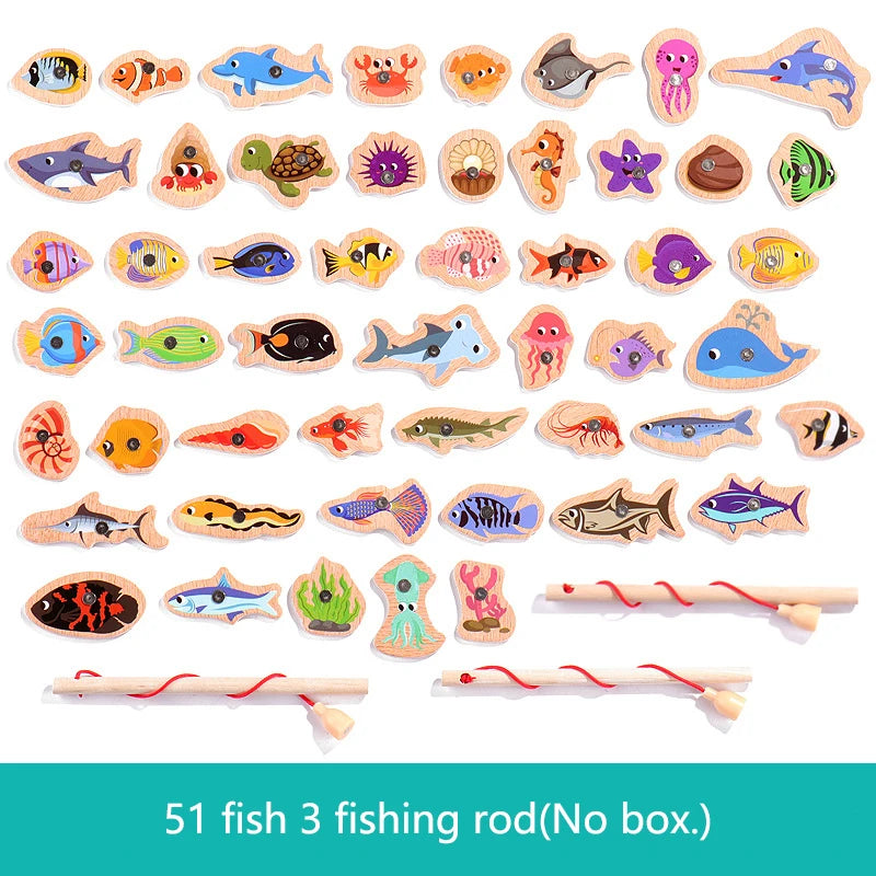 Wooden Magnetic Fishing Toy – Montessori Marine Learning Game