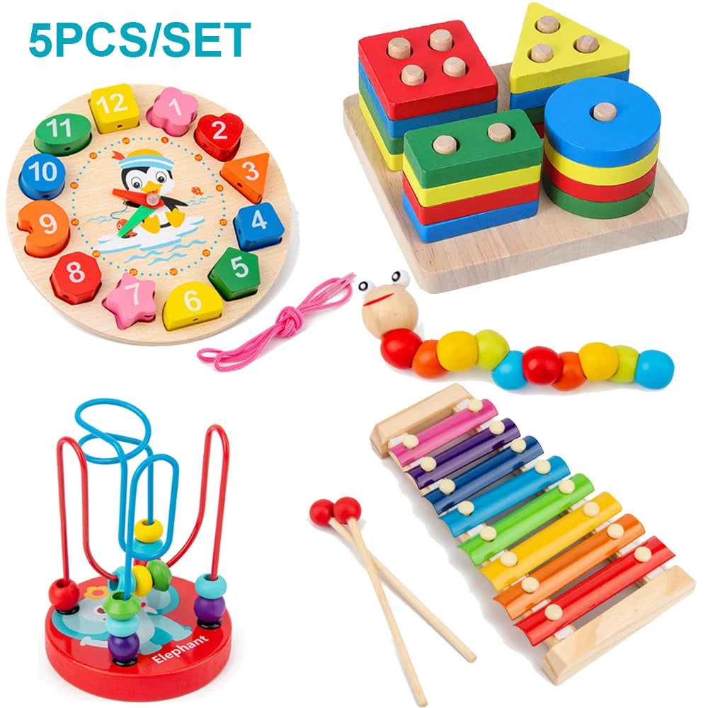 Wooden Montessori Puzzle – 3D Early Learning Toy for Kids