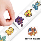 500pcs/Roll Cute Pixel Pokemon Pikachu Cartoon Anime Sealing Stickers DIY Laptop Decals Decoration Stiker Reward Gift Toys