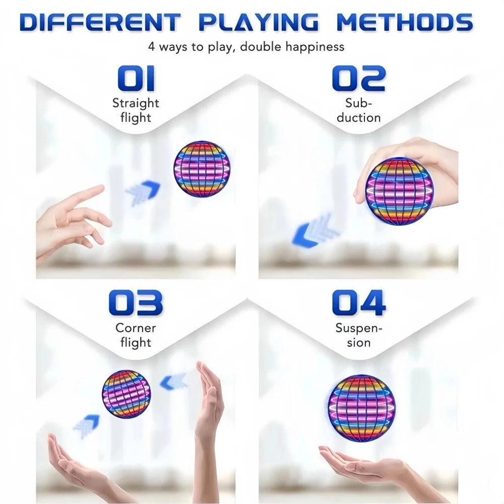 Flying Ball Toy with LED Lights, Boomerang Spinner & Remote Control