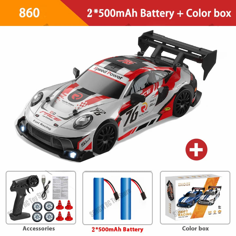 RC Drift Car 4WD Remote Control Car with LED Lights, 2.4GHz