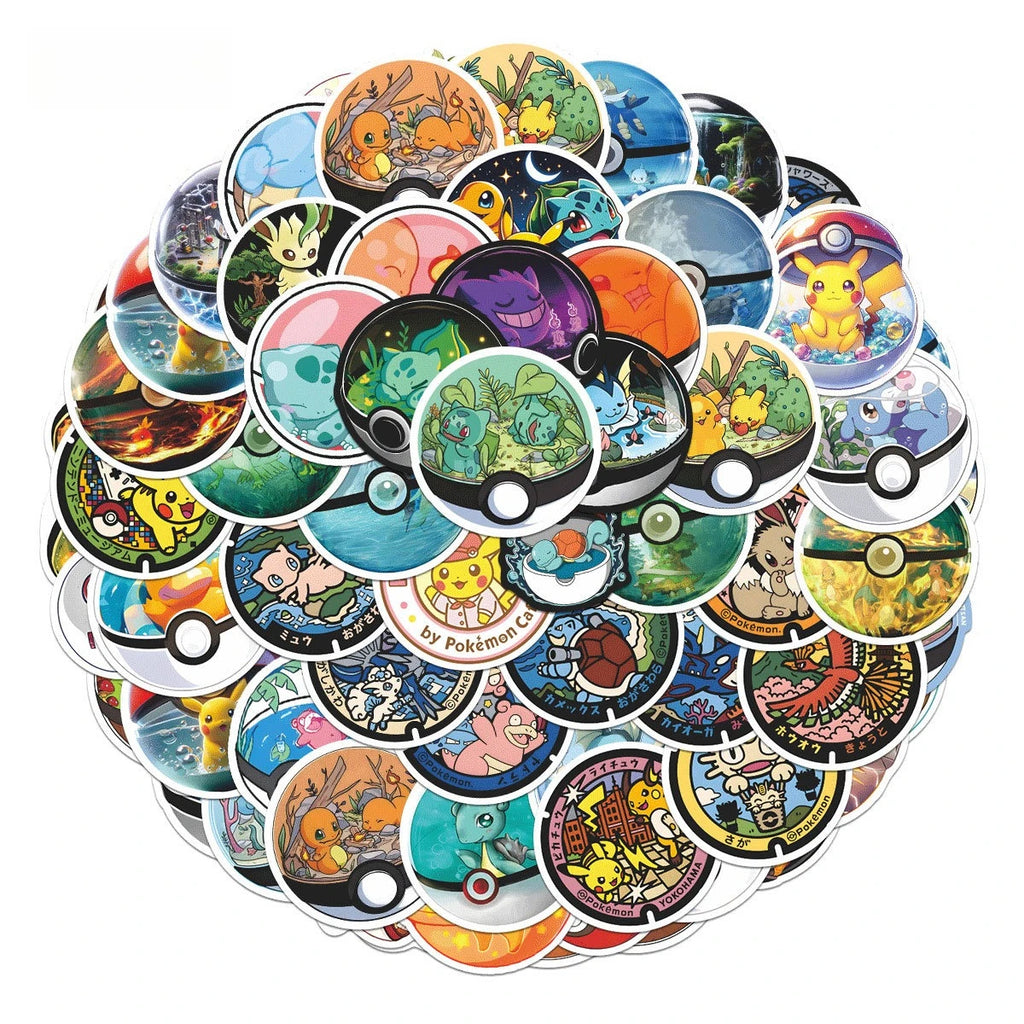 71PCS Cute Anime Pokemon Pikachu Stickers Cartoon Poke Ball Decals DIY Laptop Phone Fridge Waterproof Sticker Kids Toy