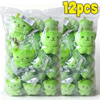12pc Mini Alien Cat Plush Pendant Keyring Green Soft Plush Portable Key Chains Super Cute Handmade Doll Bags Pendant Gifts Decor