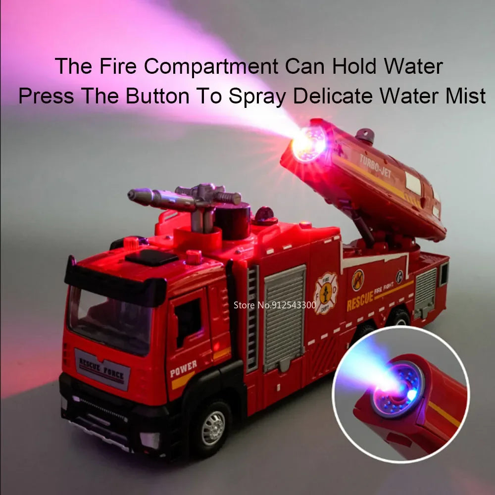 1:32 Fire Truck Toy – Diecast Ladder Model with Sound & Light