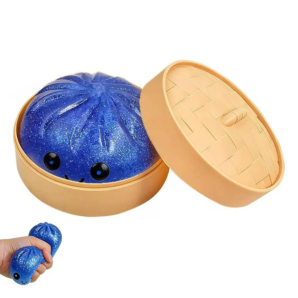 Dumpling Squishy Toy – Bao Bun Squeeze Fidget with Steamer