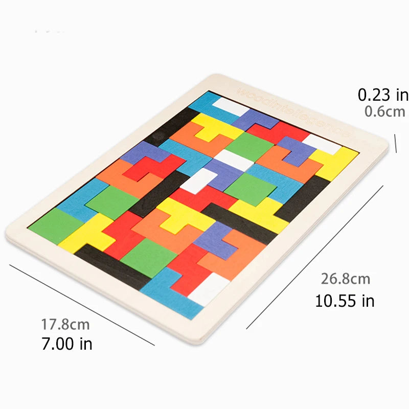 Wooden Tangram Puzzle – Colorful Geometric Shape Learning Toy