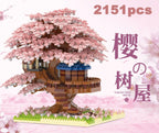 Cherry Blossom Building Blocks – Purple Tree House Model Set
