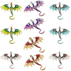 10Pcs Fashion Alloy Enamel Flying Dragon Shaped Brooch Pin Vintage Spread Wing Dragon Style Pendant Set for Necklace and Jewelry