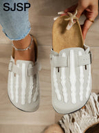 Women's New Half-Slip Halloween Trendy Skeleton Print Slip-On Design Sandals, Closed-Toe Low-Top Buckle Strap Casual Slippers, Suitable for Indoor and Outdoor Wear, Spring, Summer, and Autumn, Unique Street Style Minimalist D