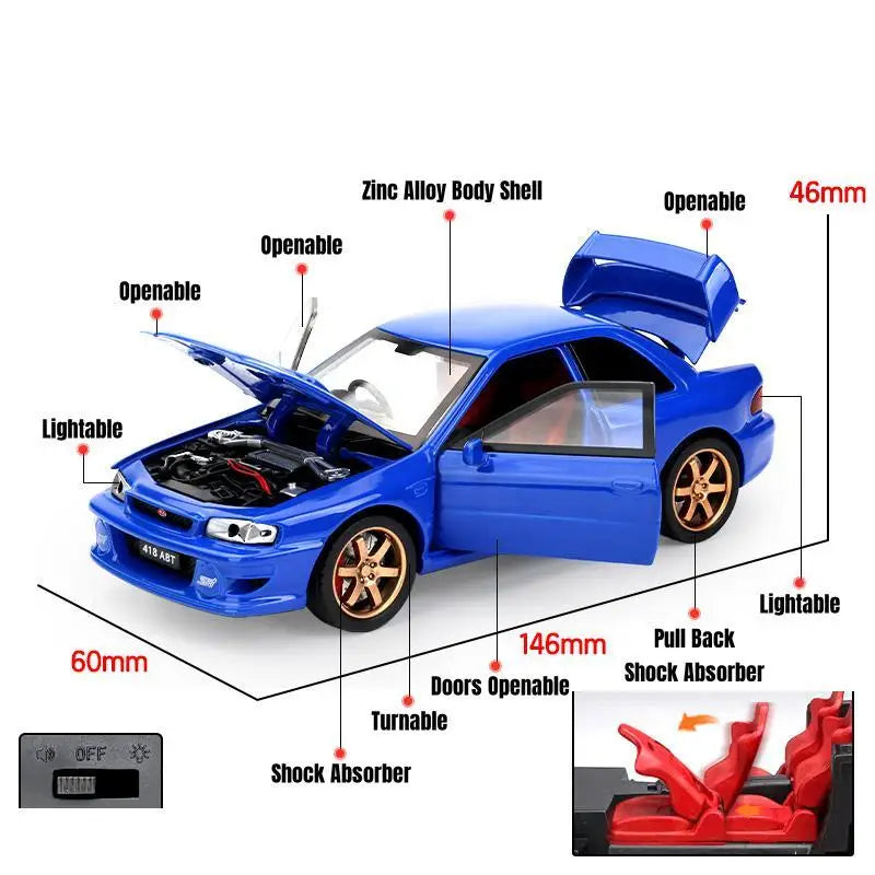Diecast JDM Car Model – 1:32 Pull Back Toy with Lights