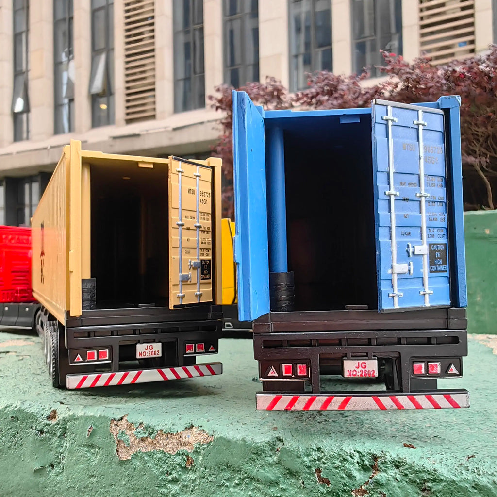 1/50 Simulation Large Truck Toy Car Model Alloy Diecast Transport Container Vehicle Car For Boy Gifts with Sound Light Pull Back
