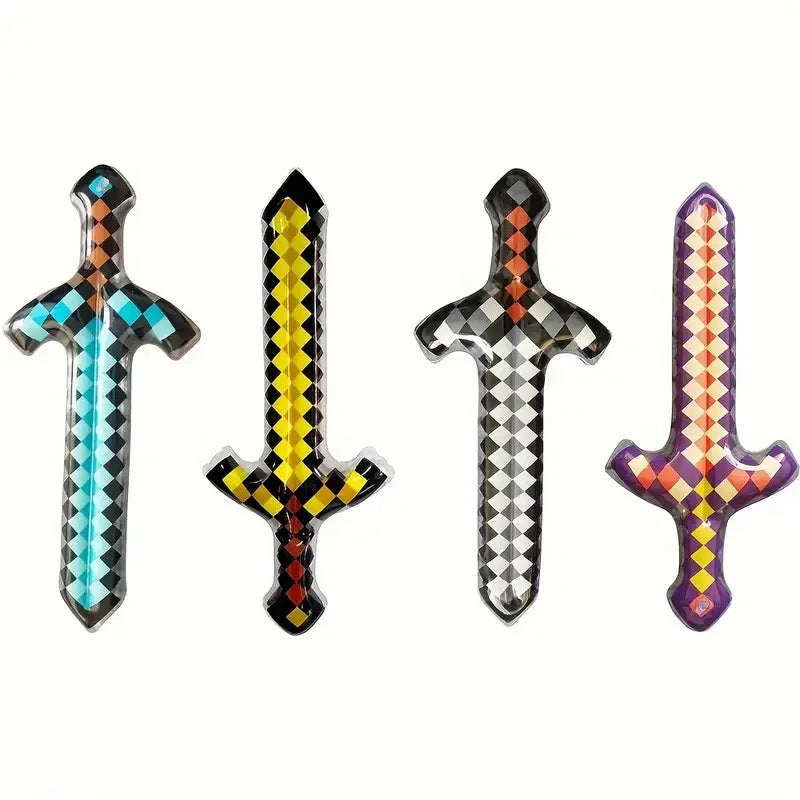Pixel Style Toys Gemstone Sword Gold Sword Toys Home Games Inflatable Supplies Swords Christmas Gifts