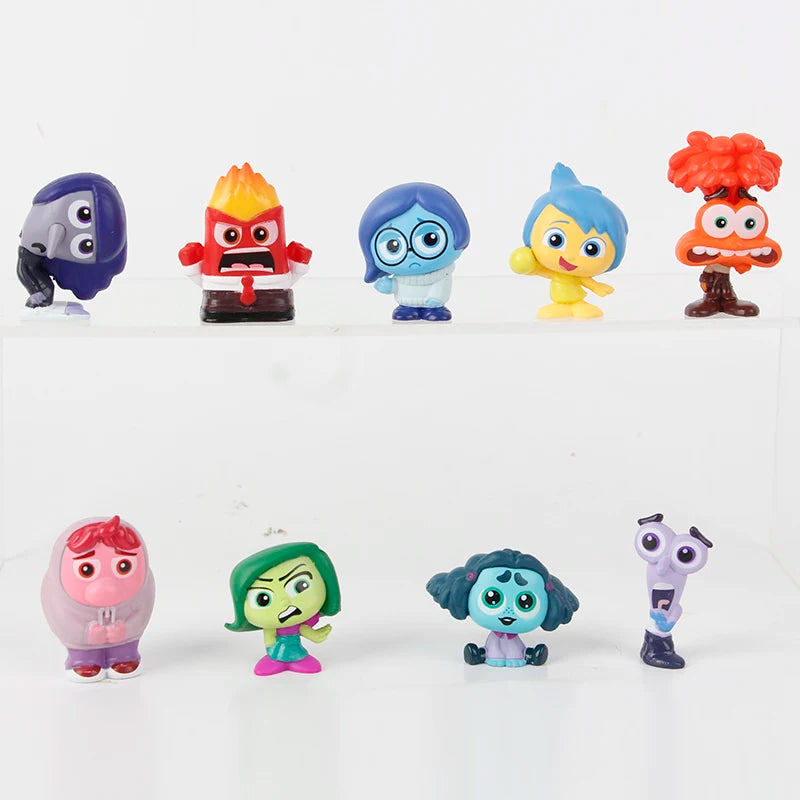 9pcs/Set Mini Inside Out 2 Action Figure Toy Cartoon Movie Joy Anxiety Anger Sadness Disgust Fear Model Doll Fans Gift