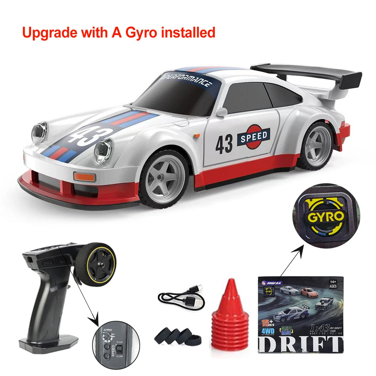 1:43 RC Drift Car 4WD with Gyro & 2.4GHz Control