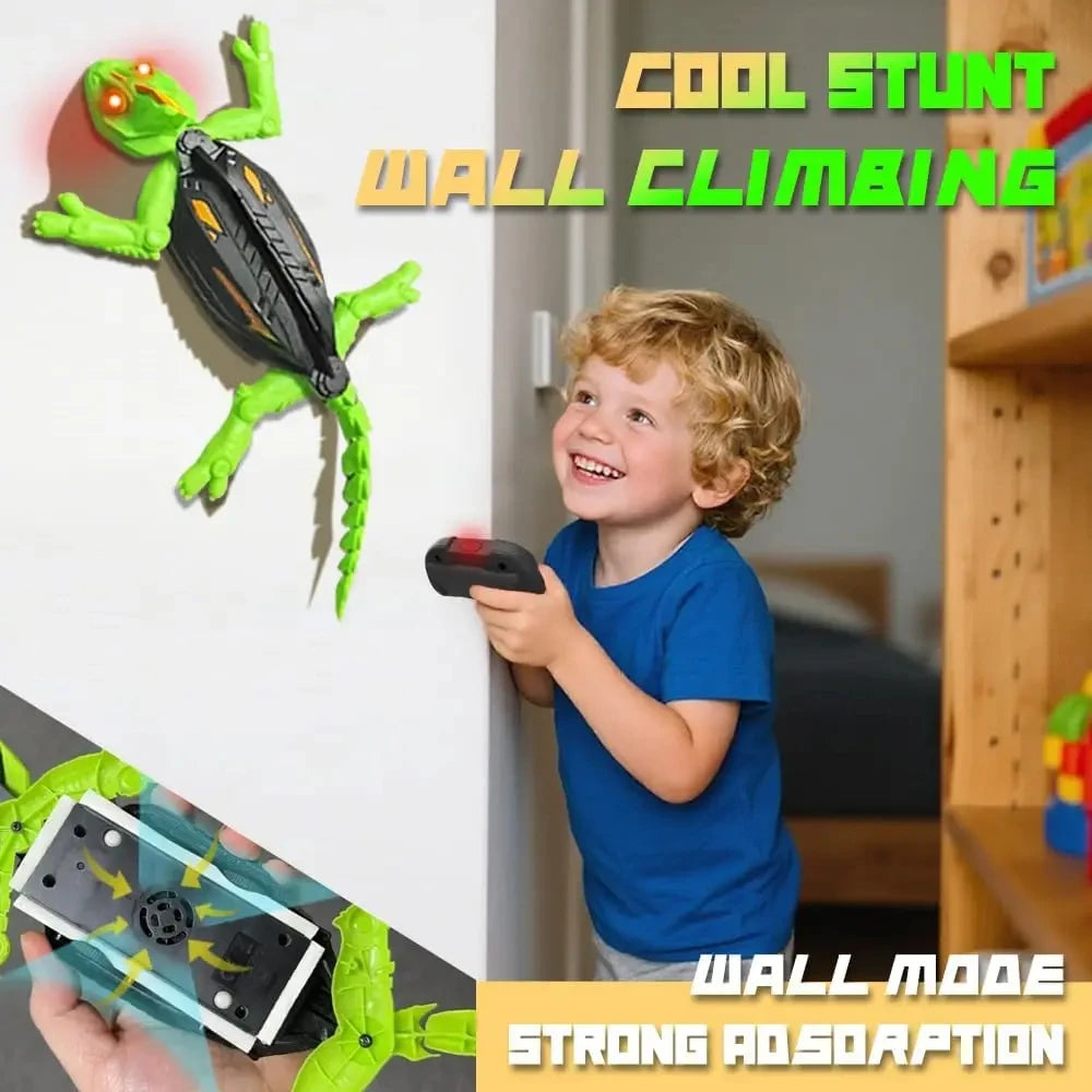 Wall Climbing RC Gecko Toy Rechargeable Remote Control Lizard with LED Eyes Dual Mode for Floor  Wall Gift for Kids Boys 3+