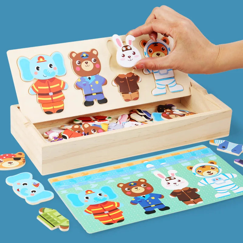 Wooden Dressing Puzzle – Animal Jigsaw Toy