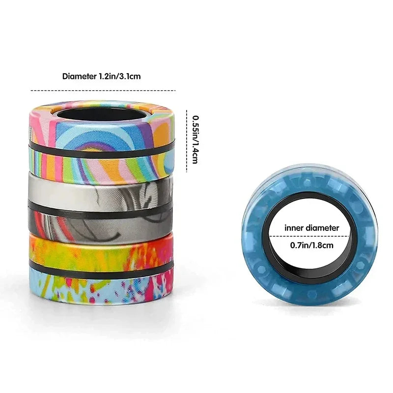 Magnetic Fidget Rings – 3PCS Rotating Sensory Spinner Toy