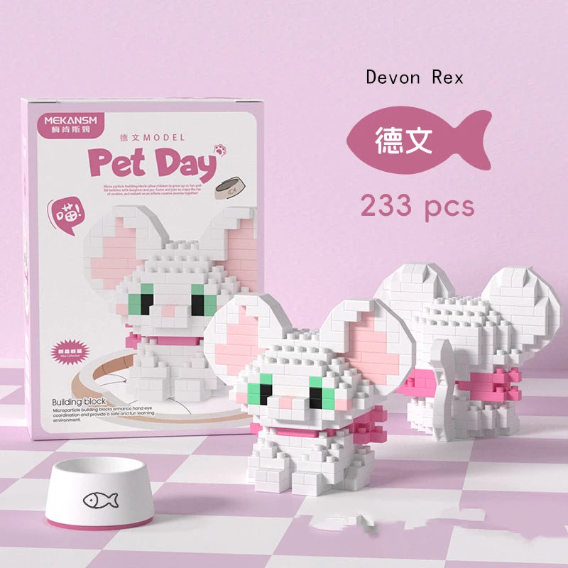 Mini Pet Building Blocks Dog & Cat Model Set