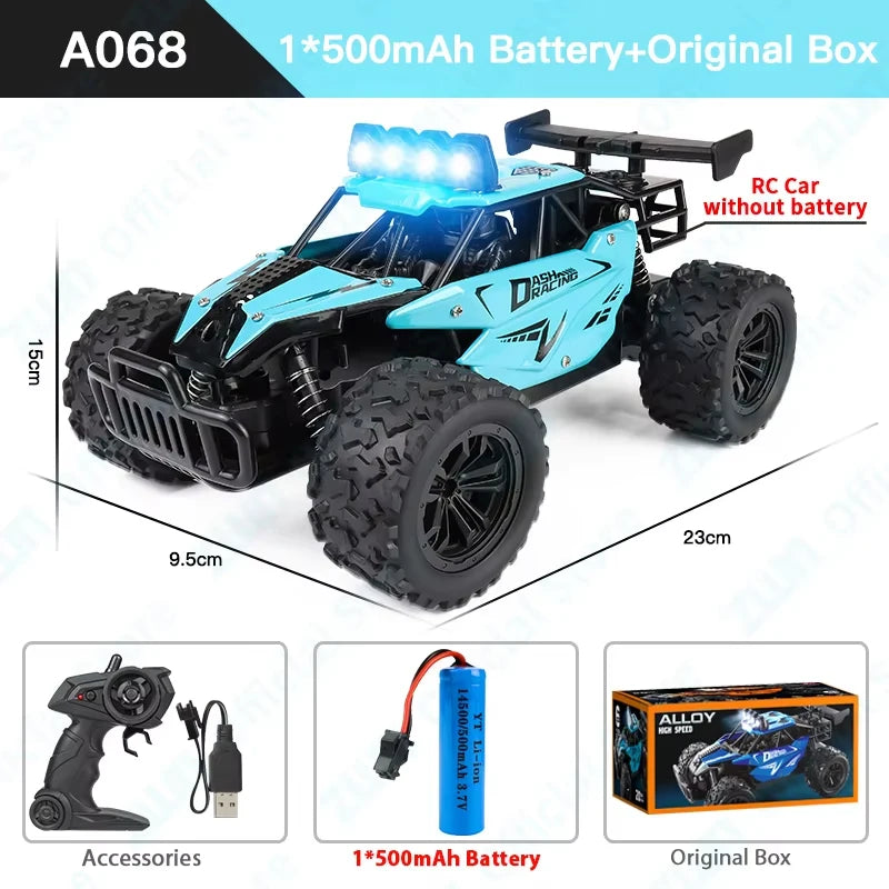Off-Road RC Car 2WD 1:16 with LED Lights, 2.4GHz Remote Control