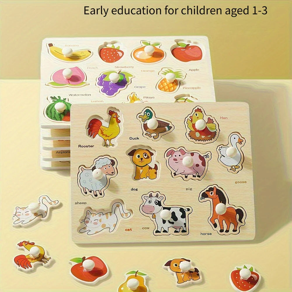 Montessori Shape Puzzle – Wooden Geometry Matching Board