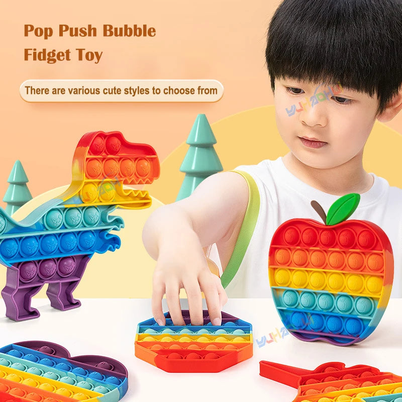 Pop It Fidget Toy – Rainbow Bubble Push Pop Sensory Toy